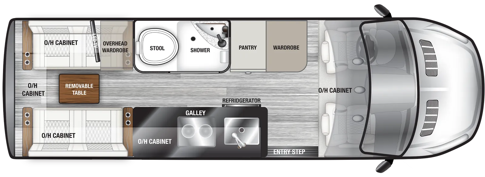 The VTOUR 350HD 2TBFTA floorplan has one entry and zero slide outs. Exterior features include: 8' 2" awning. 